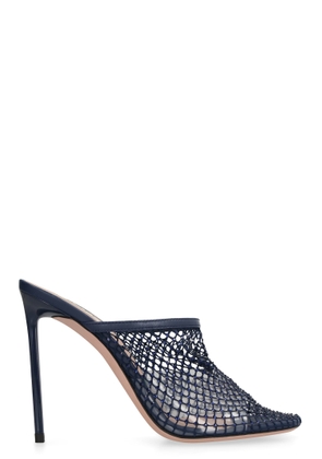 Bally Crystal Fishnet Leather Mules