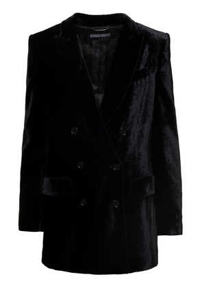 Alberta Ferretti Black Double-Breasted Jacket With Tonal Buttons In Velvet Woman