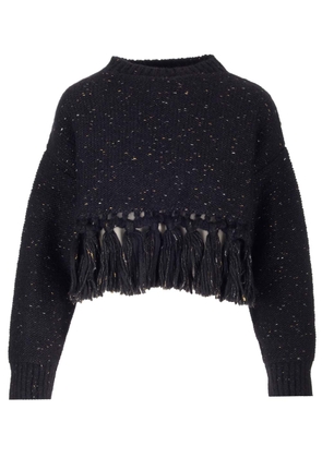 Alanui Astrale Crop Sweater With Fringes
