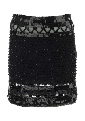 Alberta Ferretti Sequins-Embellished Mesh Mini Skirt