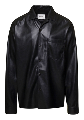 Nanushka Duco Black Jacket With Cuban Collar In Faux Leather Woman