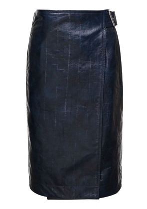 Bottega Veneta Midi Belted Wrap Skirt In Leather