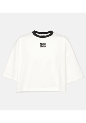 Miu Miu Logo cotton jersey crop top