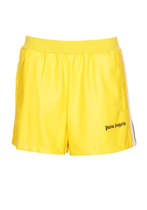 Palm Angels Yellow Sports Shorts With Logo