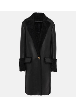 Balmain Leather and shearling coat