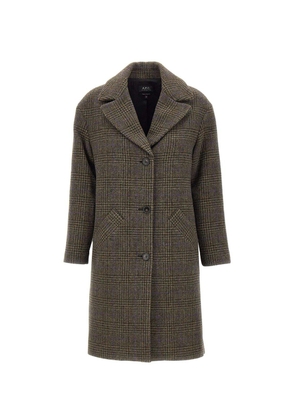 A.p.c. Florence Coat In Green Wool