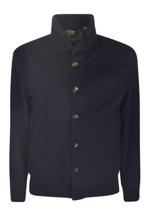 Kired High-Neck Rib Trim Buttoned Jacket