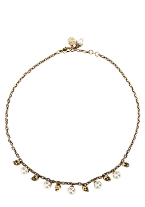 Alexander Mcqueen Skull And Pearl Necklace
