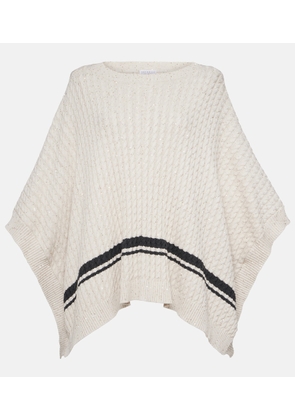 Brunello Cucinelli Sequined cable-knit cotton-blend poncho