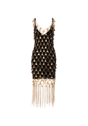 Paco Rabanne Black Mini Dress With Metallic Gold Mesh