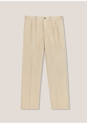 Doppiaa Aalghero Straight-Leg Pleated Cotton-Flannel Trousers
