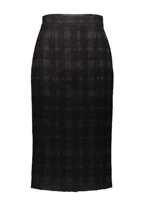 Rochas Pencil Skirt In Solid Check Boucle