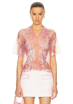 Wiederhoeft Pailettes Cropped Button Up Shirt in Blush - Peach. Size 42 (also in ).
