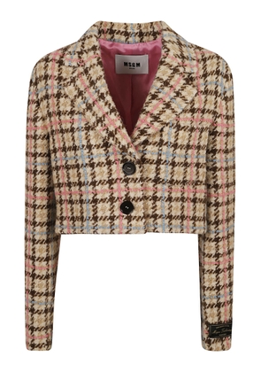 Msgm Houndstooth Cropped Check Jacket