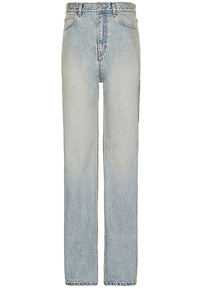 Balenciaga Flared Denim Jean in Light Indigo & Madder - Blue. Size 34 (also in 32).