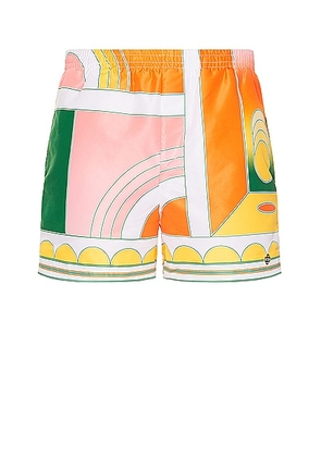 Casablanca Printed Swim Shorts in Summer Court - Orange. Size XL (also in ).
