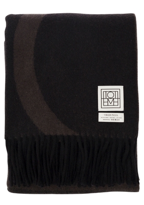 Totême Brown Scarf With Jacquard Logo In Wool Woman