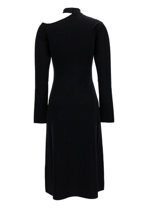 Ferragamo Midi Black Dress With Cut-Out And Long Sleeve In Viscose Blend Woman