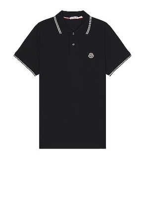 Moncler Short Sleeve Polo in Dark Navy - Black. Size M (also in S, XL/1X).