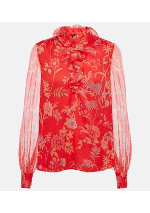 Etro Floral ruffled silk blouse