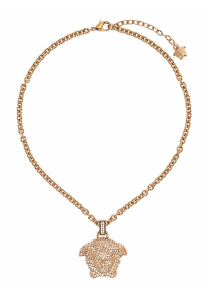 Versace Necklace With Crystal Embellished Medusa Pendant In Gold-Tone Brass Woman