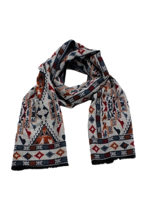 Kiton Light Scarf With Small Fringes At The Bottom With A Patterned Motif