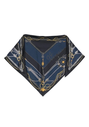 Versace Triangle Foulard 130X60 Side 90 Nautical Print Bio Silk Twill Accessory