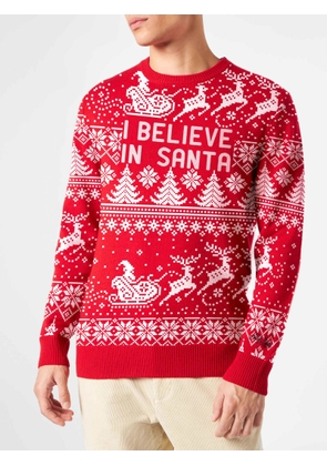 Mc2 Saint Barth Man Sweater With I Believe In Santa Lettering