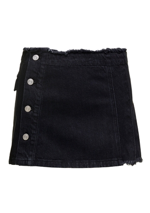 Andersson Bell Black Denim Pleated Mini Skirt Arron In Cotton Woman
