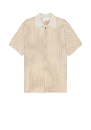 Les Deux Easton Knitted Shirt in Tan. Size M, S, XL/1X.