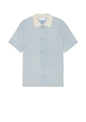 Les Deux Easton Knitted Shirt in Blue. Size M, S, XL/1X.