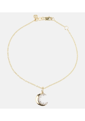 Sydney Evan Crescent Moon 14kt gold and white gold chain necklace with diamonds