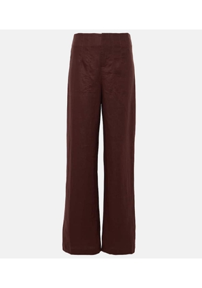 Faithfull Isotta high-rise linen straight pants