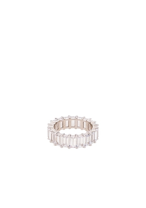 The M Jewelers NY The Emerald Cut Pave Ring in Metallic Silver. Size 5.