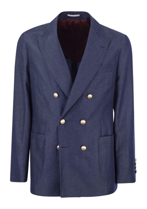 Brunello Cucinelli Single-Breasted Jacket In Wool And Linen Twill