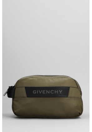 Givenchy G-Trek Toilet Pouch Clutch In Khaki Polyamide