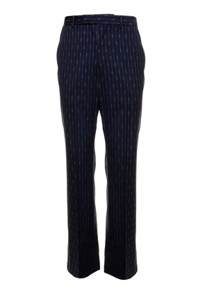 Gucci Mans Blue Wool Tailored Pants With Allover Horsebit Motif