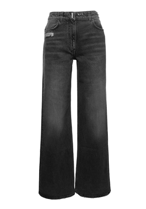 Givenchy Black 5-Pocket Style Wide Jeans With Logo Patch In Denim Cotton Woman
