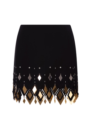 Paco Rabanne Black Mini Skirt With Diamond Shaped Appliqués