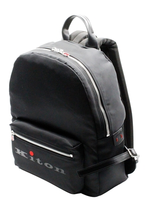 Kiton Backpack In Technical Fabric With Leather Inserts And Adjustable Shoulder Straps. Logo On The Front Pocket 40X33X15 Cm