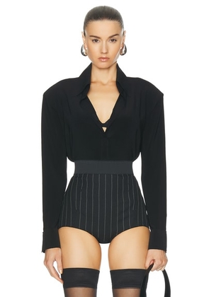 Norma Kamali Shoulder Pad Shirt in Black - Black. Size M (also in L, S, XL, XS).
