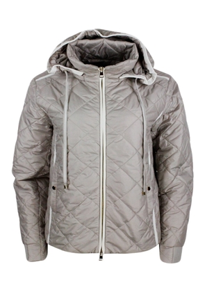 Lorena Antoniazzi Lightweight Quilted Nylon Jacket With Detachable Hood And Zip Closure