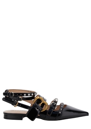 Pinko Black Slingback With Studs And Multi Straps In Leather Woman