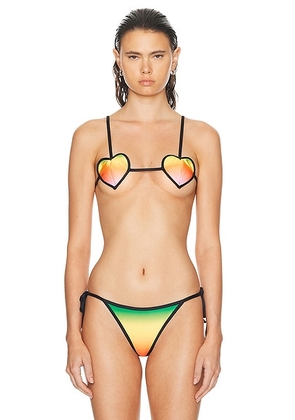 Casablanca Heart Shape Bikini Top in Gradient - Orange. Size S (also in ).