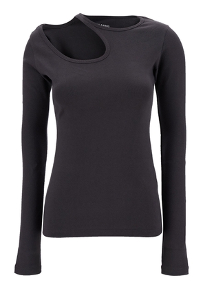 Low Classic Grey Long Sleeve T-Shirt With Cut-Out In Cotton Blend Woman