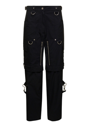 Givenchy Black Two In One Detachable Cargo Pants With Suspenders In Wool And Mohair Woman