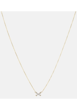 Stone and Strand Diamond Cross Stitch 14kt gold necklace with diamonds
