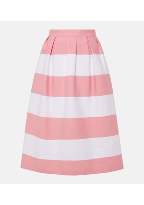 Carolina Herrera Striped pleated cotton-blend midi skirt