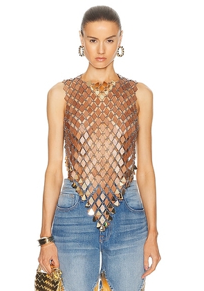 RABANNE Chain Top in Wood - Metallic Copper. Size 36 (also in ).