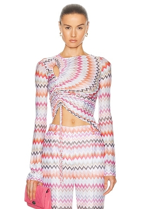 Missoni Zig Zag Long Sleeve Top in Light Tones Multicolor - Pink. Size 36 (also in 38, 40, 42).
